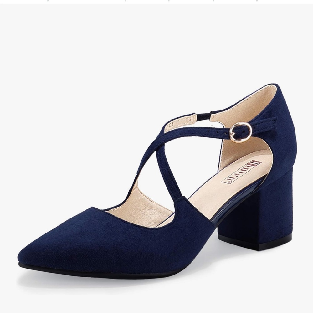 IDIFU Navy Blue Cross Strap Heels